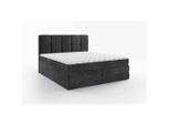 Esposa Boxspringbett, Dunkelgrau, Kunststoff, H2 + H3, Höhe ca. 19 cm, 180x200 cm, gepolstertes Kopfteil, Stoffauswahl, Wendematratze mit unterschiedlichen Härtegraden, in verschiedenen Größen erhältlich, Matratze Härtegraden Härtegradauswahl, Schlafzimmer, Betten, Doppelbetten