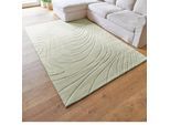 Teppich ANDIAMO "Dale", salbei, B:80cm H:10mm L:150cm, Teppiche, Teppich, Uni Farben, Hoch-Tief-Struktur, Carving-Effekt, Wohnzimmer