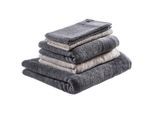 Schöner Wohnen Frottierset SW-Sense, Anthrazit, Sand, Textil, 5-teilig, Uni, 70x140 cm, Oeko-Tex® Standard 100, saugfähig, Aufhängeschlaufe, angenehm weich, hochwertige Qualität, schnelltrocknend, Badtextilien, Handtuch-Sets