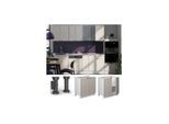 Vicco Unterschrank Fame-Line Weiß Grau-Beige gerahmt 80 cm mit Arbeitsplatte Marmor-Weiß