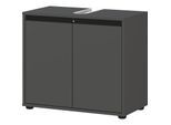 WB-Unterschrank 63x34x55cm 2 Türen & Soft-Close Siphonausschnitt Graphit Made in Germany Badschrank Modern Kadima Design Serie HAMBURG
