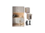 Vicco Schubunterschrank Fame-Line Eiche Grau-Beige gerahmt 60 cm mit Arbeitsplatte Anthrazit