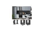 Vicco Herdumbauschrank Fame-Line Anthrazit Hellblau-Grau gerahmt 60 cm ohne Arbeitsplatte