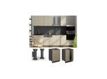 Vicco Unterschrank Fame-Line Anthrazit Eiche gefräst 60 cm mit Arbeitsplatte Marmor-Weiß