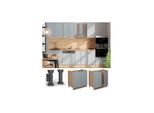 Vicco Spülenunterschrank Fame-Line Eiche Hellblau-Grau gerahmt 80 cm mit Arbeitsplatte Anthrazit