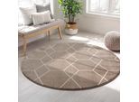 Teppich SANAT "Trellis", beige, H:10mm Ø:150cm, Kunstfaser, Teppiche, Teppich, Kurzflor, skandi, boho, auch als Läufer und in rund