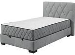 Boxbett ED EXCITING DESIGN "Nagol", grau (anthrazit), B:145cm L:214cm, 100% Polyester, Komplettbetten, mit Bettkasten, mit Wendematratze, erhältlich in verschiedenen Breiten