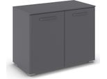 Sideboard RAUCH "Türkommode Kommode Lowboard OTELI mit Dekor- und Hochglanzfront", graumetallic, B:80cm H:61cm T:42cm, Holzwerkstoff, Sideboards, Sideboard, mit 2 Türen, Einlegeboden variabel einsetzbar MADE IN GERMANY