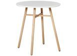 Mid.you Esstisch , Weiss, Eichefarben , Metall, Holzwerkstoff , rund , Rundrohr , 70x75x70 cm , Esszimmer, Esstische, Esstische