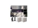 Vicco Spülenunterschrank Fame-Line Weiß Grau-Beige gerahmt 80 cm mit Arbeitsplatte Marmor-Weiß