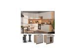 Vicco Schubunterschrank Fame-Line Eiche Grau-Beige gerahmt 80 cm mit Arbeitsplatte Anthrazit
