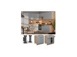 Vicco Schubunterschrank Fame-Line Eiche Hellblau-Grau gerahmt 80 cm mit Arbeitsplatte Anthrazit