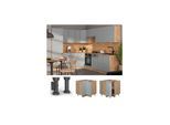 Vicco Eckunterschrank Fame-Line Eiche Hellblau-Grau gerahmt 87 cm mit Arbeitsplatte Anthrazit