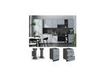 Vicco Schubladenunterschrank Fame-Line Anthrazit Hellblau-Grau gerahmt 50 cm mit Arbeitsplatte Eiche