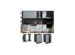 Vicco Unterschrank Fame-Line Anthrazit Hellblau-Grau gerahmt 60 cm mit Arbeitsplatte Eiche