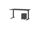 Büromöbel Set 2-teilig Schreibtisch 140x80cm & Rollcontainer Graphit Einstellbar 68-91 cm & Soft-Close