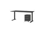 Büromöbel Set 2-teilig Schreibtisch 160x80cm & Rollcontainer Graphit Einstellbar 68-91 cm & Soft-Close