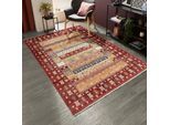 Teppich LUXOR LIVING "Rocco", rot, multi 2, B:200cm H:11mm L:310cm, Polyester, Teppiche, Teppich, Vintage-Look, verschiedene Designs, mit Fransen, Wohnzimmer