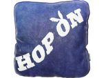 Dekokissen PLAYBOY "Samtkissen ELLEN, Hop On", blau (dunkelblau samt, schriftzug mit pailletten), B:40cm H:40cm L:40cm, Faserbällchen (Polyester), Polyester, Dekokissen_Sitzkissen_Kissenhüllen