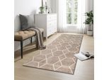 Teppich SANAT "Trellis", beige, B:80cm H:10mm L:200cm, Kunstfaser, Teppiche, Teppich, Kurzflor, skandi, boho, auch als Läufer und in rund