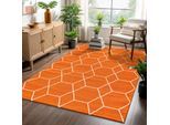Teppich SANAT "Trellis", orange, B:240cm H:10mm L:340cm, Kunstfaser, Teppiche, Teppich, Kurzflor, skandi, boho, auch als Läufer und in rund