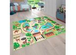 Kinderteppich PACO HOME "Bino 563", beige, B:240cm H:4mm L:340cm, Polyester, Teppiche, Kinderteppich, Kurzflor, Strassen-Spiel-Teppich, Motiv Zoo, Kinderzimmer