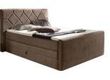 Boxspringbett HOME AFFAIRE "Atlanta", grau (taupe), B:140cm L:221cm, Kunststoff, Massivholz, Stoff, Komplettbetten, Boxspringbett, inklusive Topper und Bettkasten