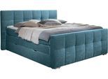Boxspringbett HOME AFFAIRE "Rosà", blau, B:204cm L:224cm, Komplettbetten, Boxspringbett, H3/H3, H3/H4, H4/H4 möglich