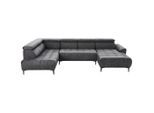 Stylife Wohnlandschaft, Graphit, Metall, 4-Sitzer, Ottomane rechts, U-Form, 340x191 cm, Typenauswahl, Stoffauswahl, seitenverkehrt erhältlich, Hocker erhältlich, Wohnzimmer, Sofas & Couches, Wohnlandschaften, Wohnlandschaften in U-Form