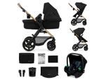 Kinderkraft Kinderwagenset Moov 2 Eva Wheels, Schwarz, Textil, 3-teilig, 86.5x106x60 cm, Baby on Tour, Kinderwagen, Kombikinderwagen