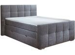 Boxspringbett HOME AFFAIRE "Rosà", silber (silberfarben), B:184cm L:224cm, Komplettbetten, Boxspringbett, H3/H3, H3/H4, H4/H4 möglich