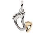 Kettenanhänger JOBO "Anhänger Babyfuß", silber (silber 925), Schmuckanhänger, Damen, Silber 925 (Sterlingsilber), Kettenanhänger, 925 Silber bicolor vergoldet