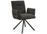 Hom`in Armlehnstuhl, Anthrazit, Schwarz, Metall, Textil, Drehkreuz, 68x88x66 cm, Bsci, inklusive Armlehnen, Stoffauswahl, Sitzfläche 360° drehbar, Esszimmer, Stühle, Esszimmerstühle, Armlehnenstühle