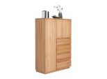 Linea Natura Kommode , Buchefarben , Holz , Kernbuche , teilmassiv , 4 Fächer , 4 Schubladen , 100x143.1x41 cm , Beimöbel erhältlich, stehend , Kleinmöbel, Kommoden, Kommoden