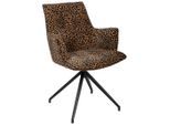 Novel Armlehnstuhl, Schwarz, Braun, Metall, Textil, Leopard, Drehkreuz, 59x89.5x63 cm, Sitzfläche 360° drehbar, automatische Rückholfunktion, Stoffauswahl, Esszimmer, Stühle, Esszimmerstühle, Armlehnenstühle