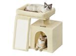 FEANDREA Kratzbaum, Katzenbaum mit Kratzrampe und Plattform, Katzenkratzbaum mit Höhle beige