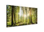 artgeist Leinwandbild, Hellgrün, Waldgrün, Textil, Holzwerkstoff, 5-teilig, Landschaft \u0026 Natur, Bäume, rechteckig, 200x80x1.2 cm, Keilrahmen, Bilder und Zubehör, Wandbilder, Leinwandbilder