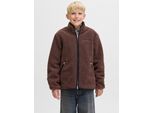 Fleecejacke JACK & JONES JUNIOR "JORNORREBRO TEDDY JACKET JNR", Kinder, Gr. 128, deep mahogany, Fleece, Obermaterial: 100% Polyester, gemustert, regular fit, Jacken Fleecejacke, Mit stylischem Muster