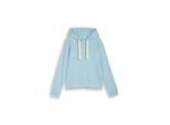TOM TAILOR DENIM Damen Hoodie Sweatshirt mit Stickerei, blau, Uni, Gr. M