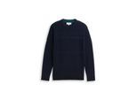 TOM TAILOR Herren Strickpullover aus Baumwolle, blau, Uni, Gr. M