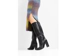 bonprix Stiefel, schwarz, Gr.38, Zeitloser Stiefel mit Blockabsatz, aus Vegan