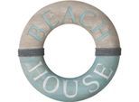 Wandspiegel GILDE "Spiegel rund Beach house grau H. 45 cm", grau, B:45cm H:45cm T:3,5cm Ø:45cm, Spiegelglas, Spiegel, Wandspiegel
