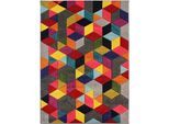 Teppich FLAIR RUGS "Dynamic", bunt (multi), B:160cm H:10mm L:230cm, Polypropylen, Teppiche, Teppich, fußbodenheizungsgeeignet, Cube Muster, bunt, Wohnzimmer