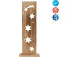 NÄVE LED Dekoobjekt "Sterne, Weihnachtsdeko aus Holz", beige (natur), H: 60cm, 1 Stk., Leuchten, Holz-Stehleuchte, Höhe ca. 60 cm, Batteriebetrieben