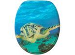 WC-Sitz SANILO "Schildkröte", blau (blau, grün), B:37,7cm L:47cm, MDF - Mitteldichte Holzfaserplatte, WC-Sitze, mit Absenkautomatik