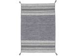 Teppich CARPETFINE "Kelim Azizi, auch als Läufer erhältlich" Gr. 4, grau, B:140cm H:5mm L:200cm, Baumwolle, Teppiche, Teppich, handgewebt, Baumwolle, Wendeteppich mit Fransen, Fleckerl, Wohnzimmer