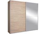 Schwebetürenschrank RAUCH "Quadra", braun (struktureichefarben hell, spiegel), B:226cm H:229cm T:62cm, Holzwerkstoff, Schränke, Schwebetürenschrank, inkl. Schubkasteneinsatz und zusätzlichen Einlegeböden