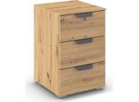 Nachtkommode RAUCH "Nachttisch Nachtkonsole COSTA mit farblich passenden Metallgriffen", eiche artisan, griffe graumetallic, B:40cm H:61cm T:42cm, Holzwerkstoff, Sideboards, drei geräumige Schubladen MADE IN GERMANY