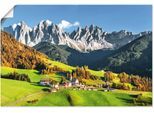 Wandbild ARTLAND "Alpen Berge Santa Maddalena", grün (farbe bild(er): grün), B:30cm H:20cm, Bilder, als Alubild, Leinwandbild, Poster in verschied. Größen