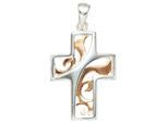 Kreuzanhänger JOBO "Anhänger Kreuz", silber (silber 925), Schmuckanhänger, Damen, Silber 925 (Sterlingsilber), 925 Silber bicolor vergoldet